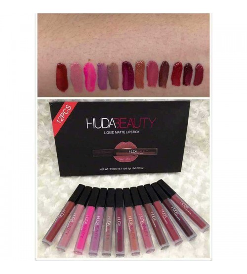 HUDA BEAUTY Liquid Matte Lipstick Vault of 12